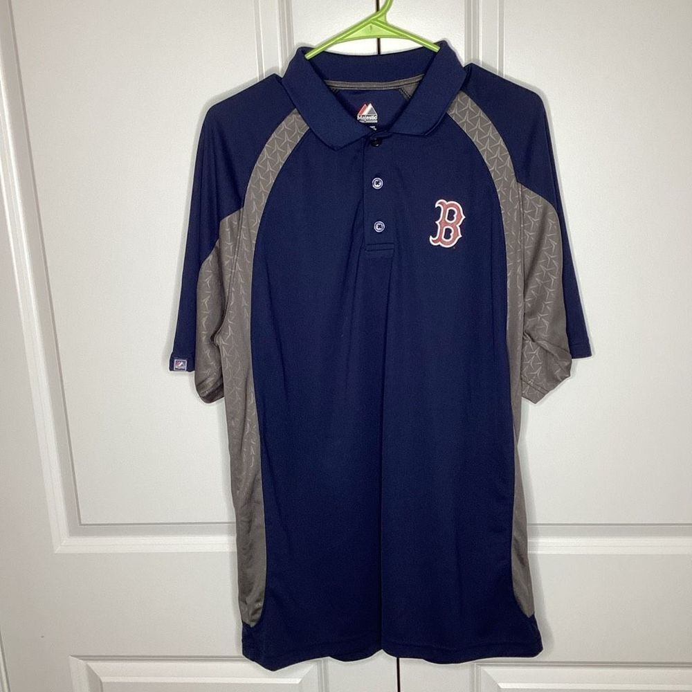 EUC Mens Majestic MLB Boston Red‎ Sox Golf Polo